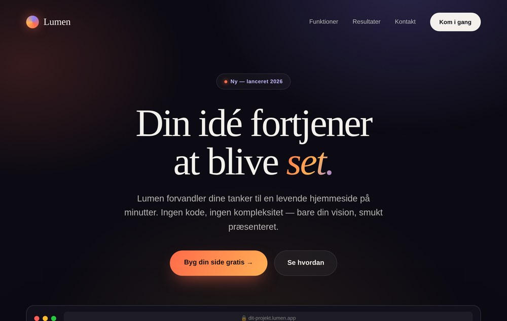 Eksempel: en komplet hjemmeside genereret af AI gennem én prompt